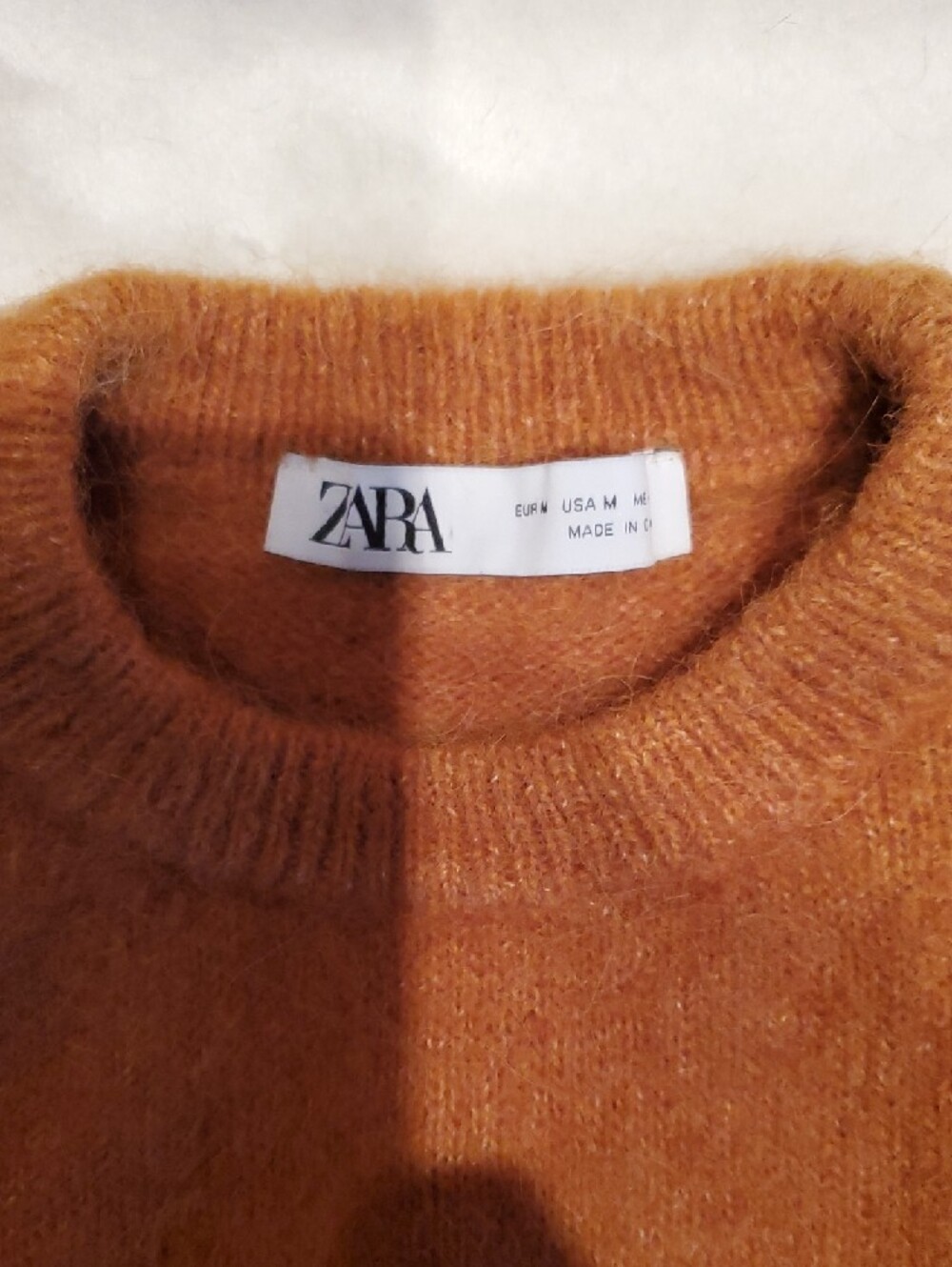 zara women's ss crewneck mohair-blend sweater rust color size medium - Picture 3 of 10